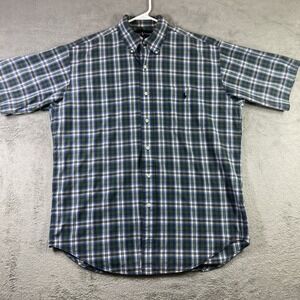 Ralph Lauren Shirt Men Medium Plaid Blaire Button Down Preppy Pocket SS READ